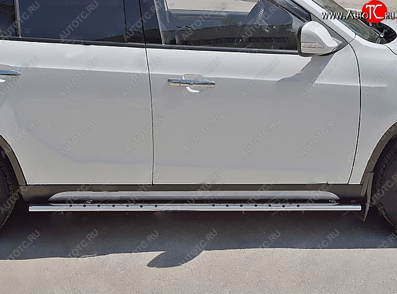 16 649 р. Защита порогов Russtal из трубы 75х42 овал с проступью Brilliance V5 (2012-2018)  с доставкой в г. Кинешма