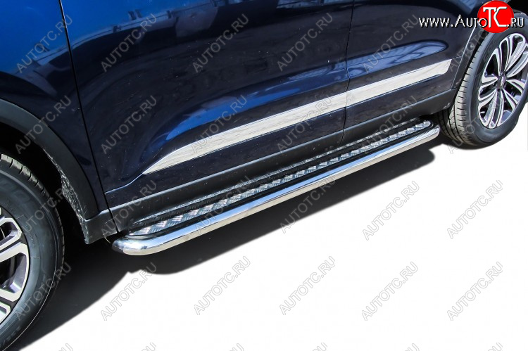 17 699 р. Защита порогов Slitkoff (Ø 57 мм, с листом) Chery Tiggo 8 1 T18 рестайлинг (2019-2023)  с доставкой в г. Кинешма