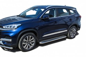 17 699 р. Защита порогов Slitkoff (Ø 57 мм, с листом) Chery Tiggo 8 1 T18 рестайлинг (2019-2023)  с доставкой в г. Кинешма. Увеличить фотографию 3