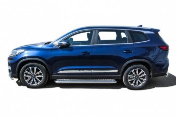 17 699 р. Защита порогов Slitkoff (Ø 57 мм, с листом) Chery Tiggo 8 1 T18 рестайлинг (2019-2023)  с доставкой в г. Кинешма. Увеличить фотографию 2