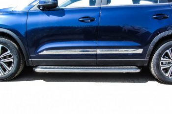 17 699 р. Защита порогов Slitkoff (Ø 57 мм, с листом) Chery Tiggo 8 1 T18 рестайлинг (2019-2023)  с доставкой в г. Кинешма. Увеличить фотографию 5