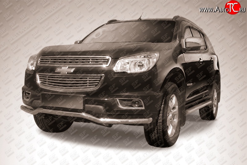 15 499 р. Защита переднего бампера Slitkoff (волна, d57)  Chevrolet Trailblazer  GM800 (2012-2016) дорестайлинг (Нержавейка, Полированная)  с доставкой в г. Кинешма