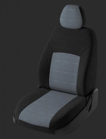 Чехлы для сидений Lord Autofashion Дублин (жаккард, спинка 60/40, 2 Г-образных подголовника) Chevrolet Cobalt седан дорестайлинг (2011-2016) (Черный, вставка Стежок серый)
