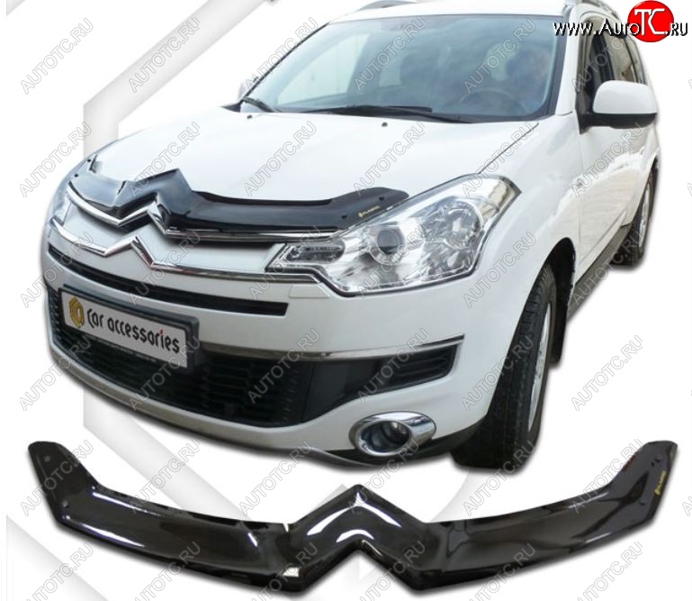 2 199 р. Дефлектор капота CA Plastic (черный) CITROEN C-crosser (2007-2012) (Classic черный, Без надписи)  с доставкой в г. Кинешма