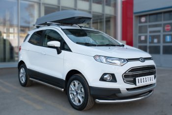 9 999 р. Защита порогов (труба D63 мм) SLITKOFF Ford EcoSport дорестайлинг (2013-2019) (Защита порогов с закругленными торцами (вариант 3))  с доставкой в г. Кинешма. Увеличить фотографию 3