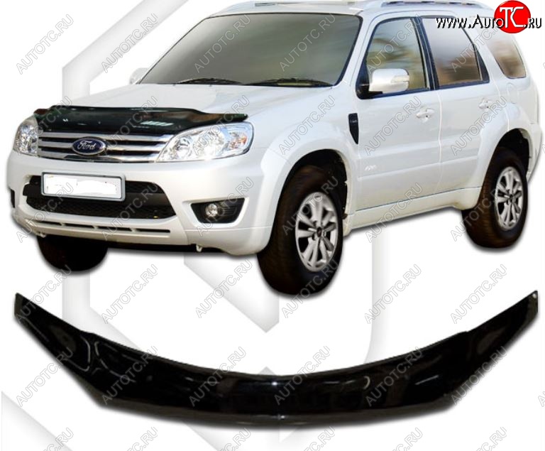 2 199 р. Дефлектор капота ( exclusive Europe) CA-Plastic Ford Escape 2 (2008-2012) (серия exclusive  Classic черный, Без надписи)  с доставкой в г. Кинешма