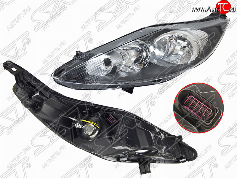 6 299 р. Левая фара (чёрная, с корректором) SAT Ford Fiesta 6 хэтчбэк 5 дв. дорестайлинг (2008-2012)  с доставкой в г. Кинешма
