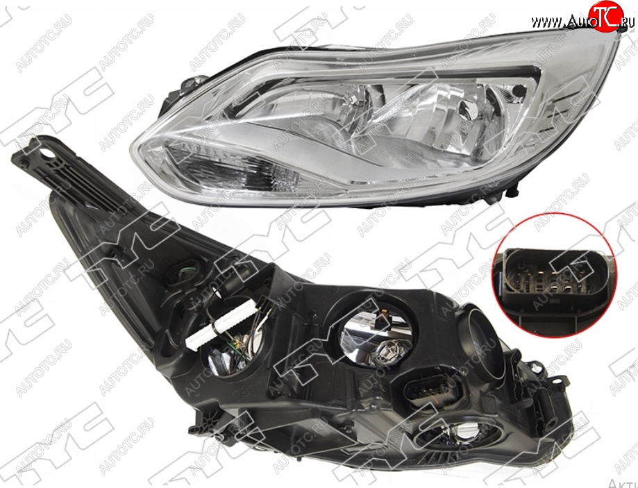 9 599 р. Левая фара (галоген, c корректором) TYC Ford Focus 3 универсал дорестайлинг (2010-2015)  с доставкой в г. Кинешма