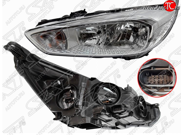 5 249 р. Передняя левая фара SAT (хром, с электрокорректором) Ford Focus 3 седан рестайлинг (2014-2019)  с доставкой в г. Кинешма