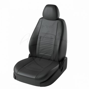 Чехлы для сидений (Titanium) Lord Autofashion Турин (экокожа) Ford Focus 3 хэтчбэк дорестайлинг (2010-2015) (Чёрный, вставка чёрная)