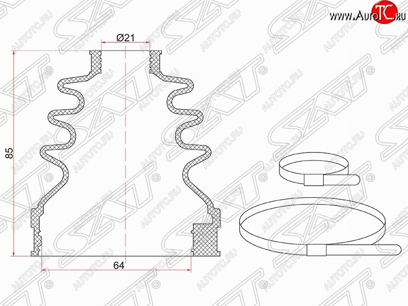 329 р. Пыльник ШРУСа SAT (1.8/2.0, 2 хомута, резина) Ford Focus 3 седан дорестайлинг (2011-2015)  с доставкой в г. Кинешма