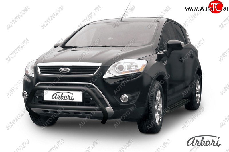 11 789 р. Защита переднего бампера Arbori (низкая, черная, d57 mm) Ford Kuga 1 (2008-2013)  с доставкой в г. Кинешма