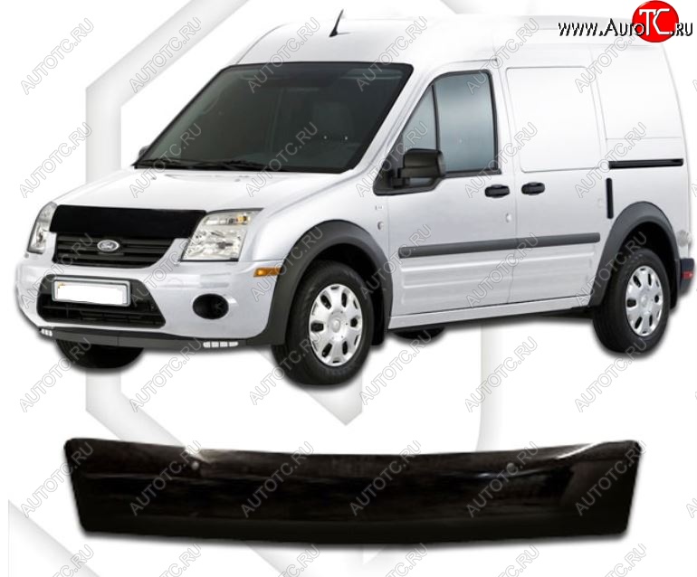 2 079 р. Дефлектор капота CA-Plastiс Ford Transit Connect (2002-2009) (Classic черный, Без надписи)  с доставкой в г. Кинешма