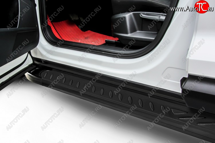 17 399 р. Пороги алюминиевые Slitkoff Geely Atlas NL3 (2016-2022) (Elite Black)  с доставкой в г. Кинешма