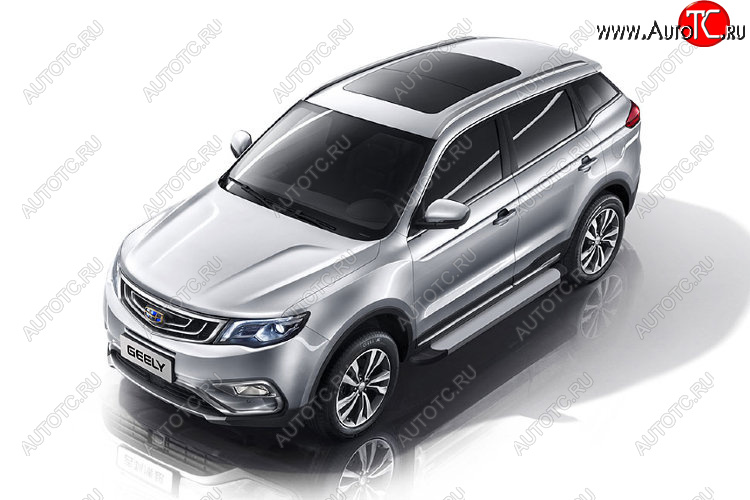 13 349 р. Пороги алюминиевые Slitkoff  Geely Atlas  NL3 - Atlas Pro  NL3 (Optima Silver)  с доставкой в г. Кинешма
