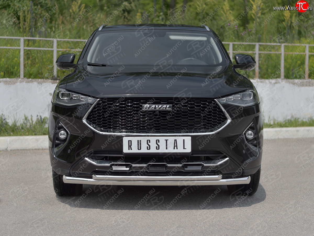 14 999 р. Защита переднего бампера (Ø63 мм секции, нержавейка, 1.5 4WD) SLITKOFF Haval F7x дорестайлинг (2019-2022)  с доставкой в г. Кинешма