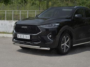 14 999 р. Защита переднего бампера (Ø63 мм секции, нержавейка, 1.5 4WD) SLITKOFF Haval F7x дорестайлинг (2019-2022)  с доставкой в г. Кинешма. Увеличить фотографию 2