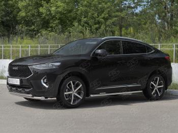 14 999 р. Защита переднего бампера (Ø63 мм секции, нержавейка, 1.5 4WD) SLITKOFF Haval F7x дорестайлинг (2019-2022)  с доставкой в г. Кинешма. Увеличить фотографию 3