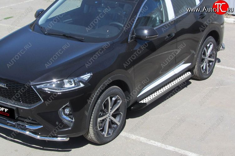 17 399 р. Пороги алюминиевые Slitkoff Standart  Haval F7 - F7x (Silver)  с доставкой в г. Кинешма