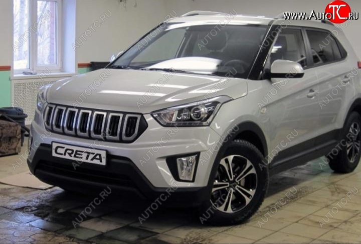 8 099 р. Решётка радиатора Next Hyundai Creta GS дорестайлинг (2015-2019) (цвет: Чёрный матовый с серебристым выделением ноздрей)  с доставкой в г. Кинешма