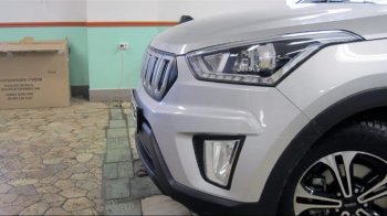 8 099 р. Решётка радиатора Next Hyundai Creta GS дорестайлинг (2015-2019) (цвет: Чёрный матовый с серебристым выделением ноздрей)  с доставкой в г. Кинешма. Увеличить фотографию 2