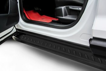 Пороги алюминиевые Slitkoff Hyundai Santa Fe  DM (2012-2016) дорестайлинг (Prestige Black)
