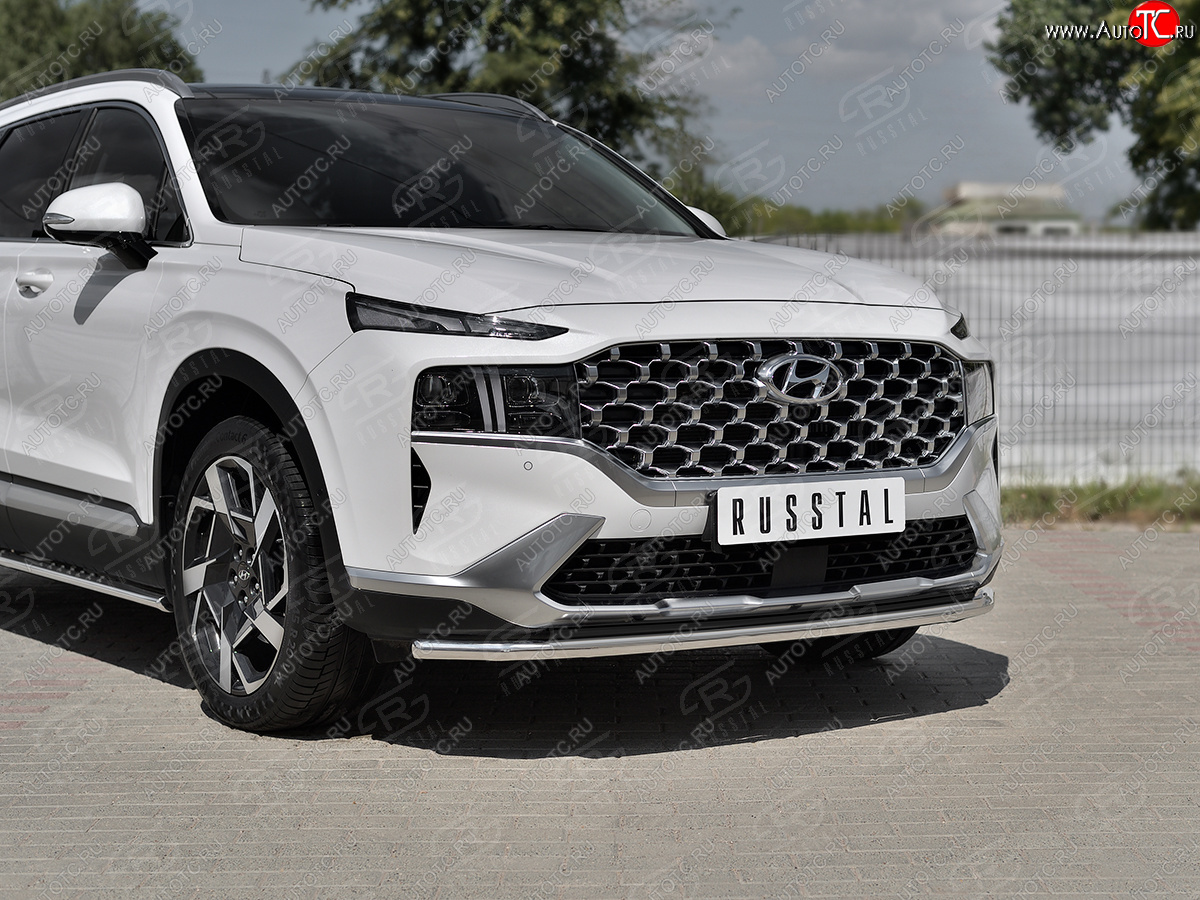 16 999 р. Защита переднего бампера (Ø42 мм секции, нержавейка) SLITKOFF Hyundai Santa Fe TM рестайлинг (2020-2022)  с доставкой в г. Кинешма