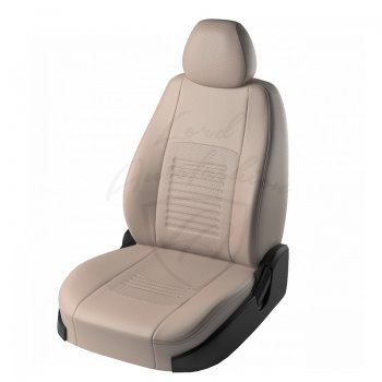 Чехлы для сидений Lord Autofashion Турин (экокожа) Hyundai Solaris RBr хэтчбэк рестайлинг (2014-2017) (Бежевый, вставка Бежевая)