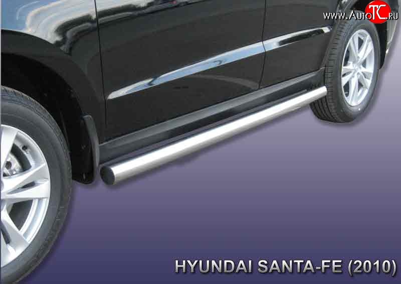 15 549 р. Защита порогов из круглой трубы диаметром 76 мм Slitkoff Hyundai Santa Fe CM рестайлинг (2009-2012) (Нержавейка, Полированная)  с доставкой в г. Кинешма