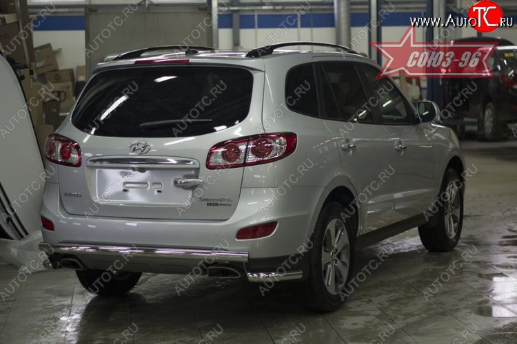 11 744 р. Защита заднего бампера рестайлинг Souz-96 (d60) Hyundai Santa Fe CM рестайлинг (2009-2012)  с доставкой в г. Кинешма