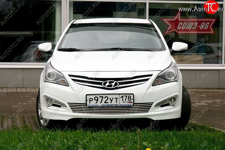 3 896 р. Декоративный элемент воздухозаборника Souz-96 (d10) Hyundai Solaris RBr седан рестайлинг (2014-2017)  с доставкой в г. Кинешма