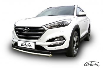 14 291 р. Защита переднего бампера Arbori (нержавейка, 1 труба d57 mm). Hyundai Tucson TL дорестайлинг (2015-2018)  с доставкой в г. Кинешма. Увеличить фотографию 2