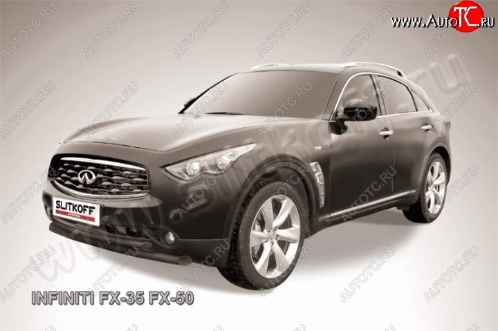 18 699 р. Защита переднего бампера из труб d76+d57 Slitkoff (двойная)  INFINITI FX35  S51 - FX50  S51 (Цвет: серебристый)  с доставкой в г. Кинешма