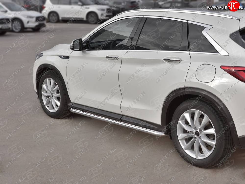 35 549 р. Порожки для ног SLITKOFF (Ø42 мм)  INFINITI Qx50  J55 (2017-2022) (Лист нержавейка, труба - нержавейка)  с доставкой в г. Кинешма