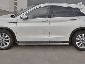 35 549 р. Порожки для ног SLITKOFF (Ø42 мм)  INFINITI Qx50  J55 (2017-2022) (Лист нержавейка, труба - нержавейка)  с доставкой в г. Кинешма. Увеличить фотографию 2