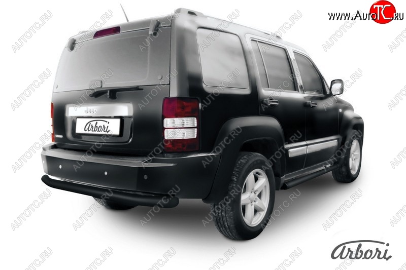 8 459 р. Защита заднего бампера Arbori (черная, 1 труба d76 mm). Jeep Cherokee KJ дорестайлинг (2001-2005)  с доставкой в г. Кинешма