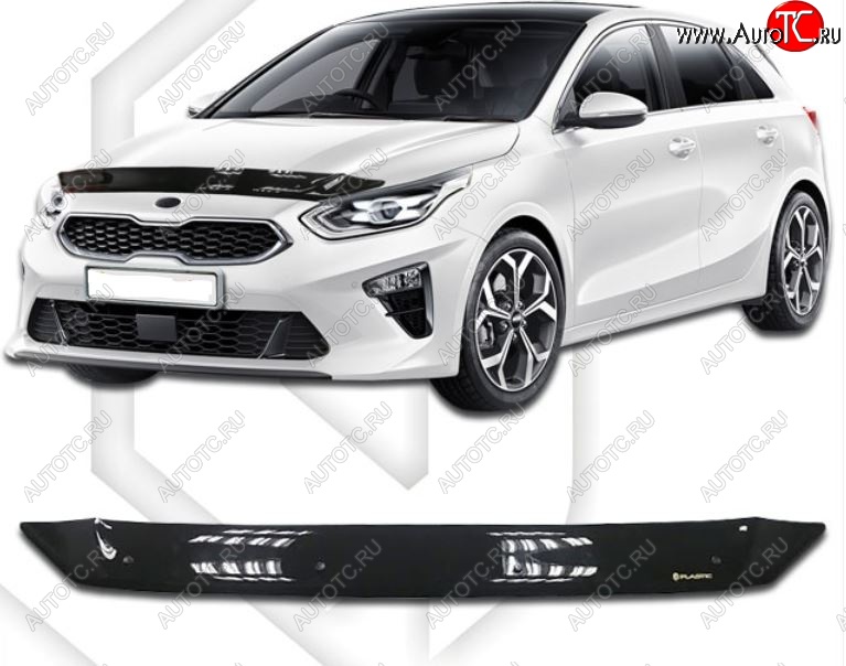 1 999 р. Дефлектор капота CA-Plastiс KIA Ceed 3 CD хэтчбэк (2018-2025) (Classic черный, Без надписи)  с доставкой в г. Кинешма
