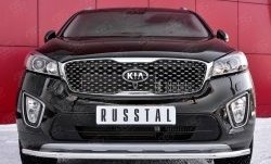 Одинарная защита переднего бампера диаметром 42 мм SLITKOFF KIA Sorento  UM/Prime (2014-2018) дорестайлинг