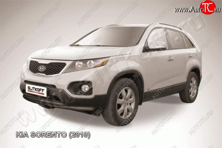 9 399 р. Защита переднего бампера из труб d57+d42 Slitkoff (двойная)  KIA Sorento  XM (2009-2012) дорестайлинг (Цвет: серебристый)  с доставкой в г. Кинешма