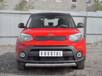12 999 р. Защита переднего бампера (Ø75х42 мм, нержавейка) Russtal KIA Soul PS дорестайлинг (2014-2016)  с доставкой в г. Кинешма. Увеличить фотографию 2