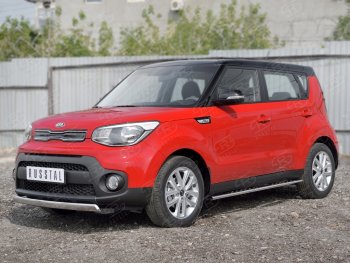 12 999 р. Защита переднего бампера (Ø75х42 мм, нержавейка) Russtal KIA Soul PS дорестайлинг (2014-2016)  с доставкой в г. Кинешма. Увеличить фотографию 3