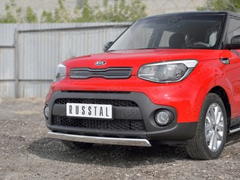 12 999 р. Защита переднего бампера (Ø75х42 мм, нержавейка) Russtal KIA Soul PS дорестайлинг (2014-2016)  с доставкой в г. Кинешма. Увеличить фотографию 4