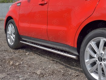 16 649 р. Защита порогов из овальной трубы d75x42 мм с проступью Russtal KIA Soul PS дорестайлинг (2014-2016)  с доставкой в г. Кинешма. Увеличить фотографию 3