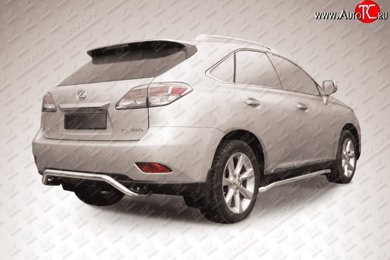 14 549 р. Фигурная защита заднего бампера диаметром 57 мм Slitkoff Lexus RX350 AL10 рестайлинг (2012-2015) (Нержавейка, Полированная)  с доставкой в г. Кинешма