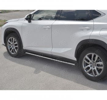 16 649 р. Пороги труба 75х42 Russtal (овал с проступью) Lexus NX300h Z10 дорестайлинг (2014-2017)  с доставкой в г. Кинешма. Увеличить фотографию 2