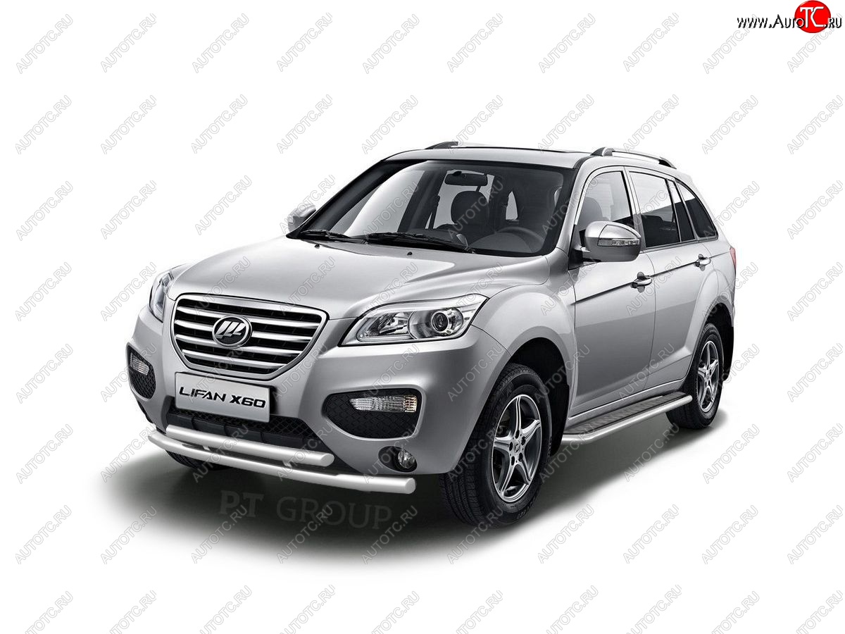 15 999 р. Защита переднего бампера двойная из труб d63/51 мм Petroil Tuning Lifan X60 дорестайлинг (2011-2015) (Нержавеющая полированная сталь)  с доставкой в г. Кинешма