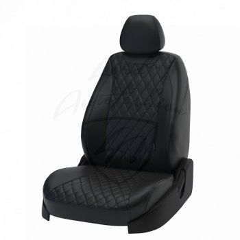 Чехлы для сидений Lord Autofashion Байрон (экокожа) Mazda CX-5 KF (2016-2025) (Чёрный, вставка чёрная, строчка чёрная)