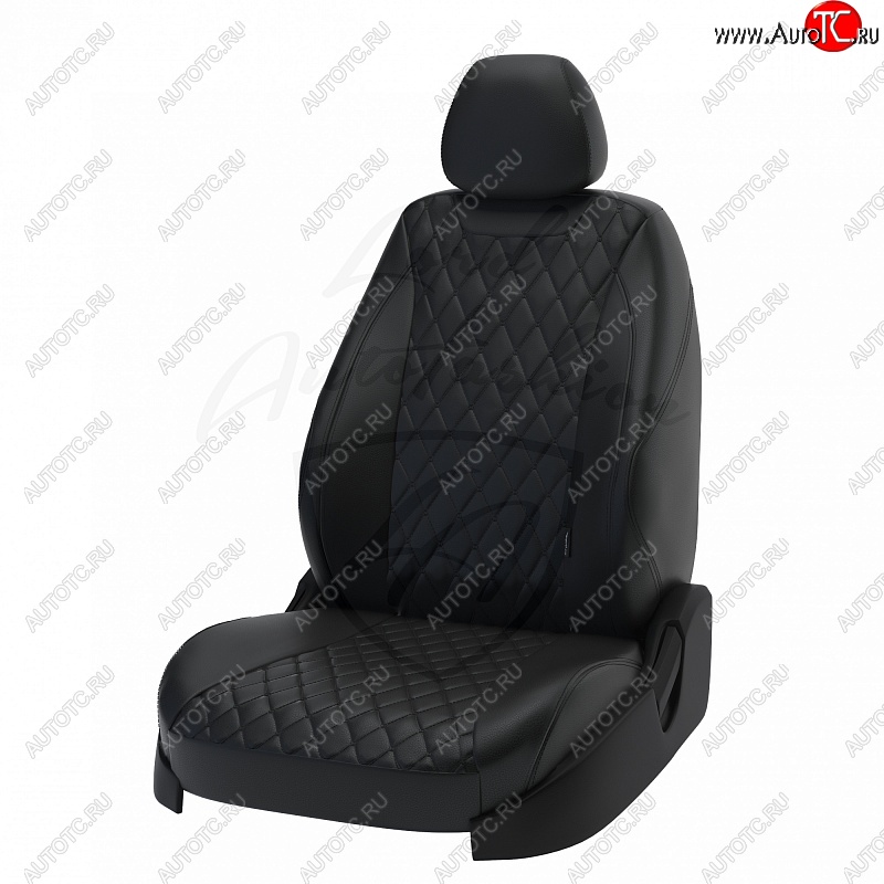 19 699 р. Чехлы для сидений Lord Autofashion Байрон (экокожа) Mazda CX-5 KF (2016-2025) (Чёрный, вставка чёрная, строчка чёрная)  с доставкой в г. Кинешма