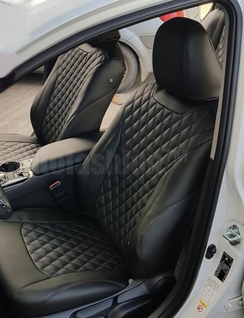 19 699 р. Чехлы для сидений Lord Autofashion Байрон (экокожа) Mazda CX-5 KF (2016-2025) (Чёрный, вставка чёрная, строчка чёрная)  с доставкой в г. Кинешма. Увеличить фотографию 4