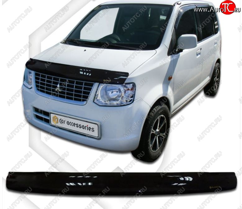 2 079 р. Дефлектор капота CA-Plastiс Mitsubishi eK-Wagon H82W (2006-2013) (Classic черный, Без надписи)  с доставкой в г. Кинешма